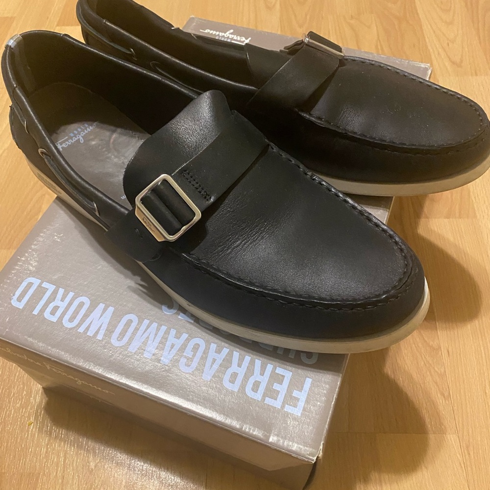 Ferragamo Black Leather Loafers
